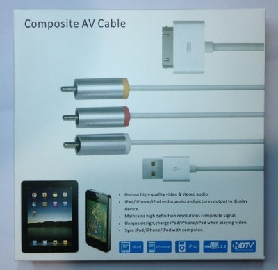 【果ipad2/3 iPhone4s連接電視線/av線 av視頻線 工廠優(yōu)勢產品廠家】價格,廠家,圖片,蘋果數(shù)碼配件,深圳市芯通電子-